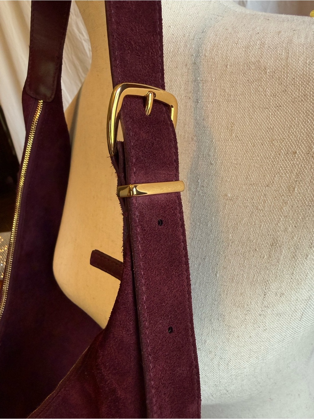J. Crew Burgundy Suede Crescent Shoulder Bag - Picture 2 of 7